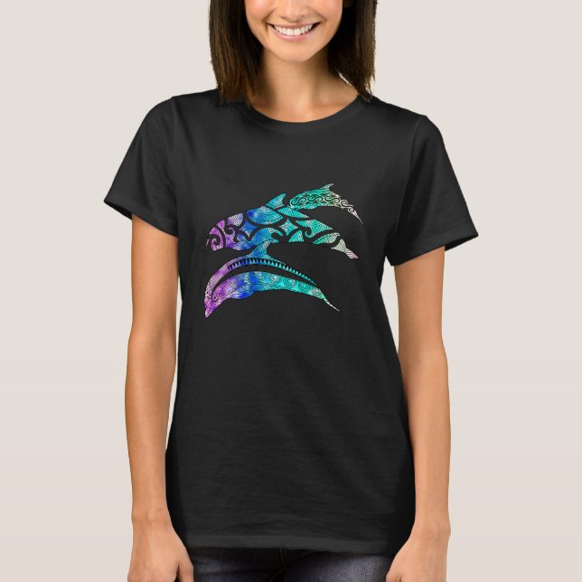 Tribal Dolphin Pod Ocean T-Shirt (Vorderseite)
