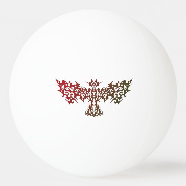 Tribal Dragon Bird Tattoo Red Tischtennisball (Vorderseite)