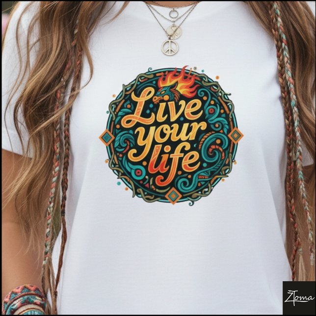 Tribal Dragon Live Your Life Geometric T-Shirt (Von Creator hochgeladen)
