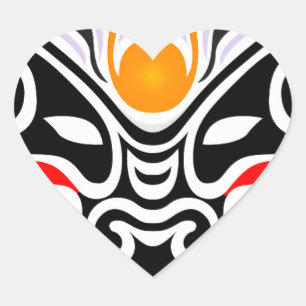 Tribal Dragon Mask Herz-Aufkleber