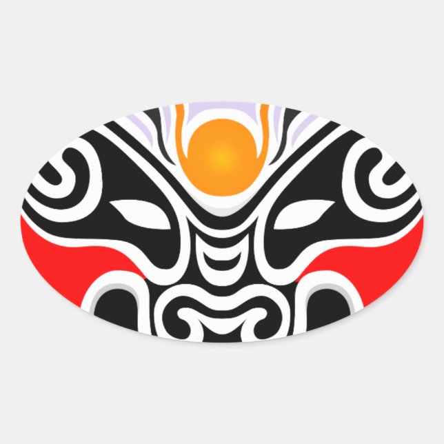 Tribal Dragon Mask Ovaler Aufkleber (Vorderseite)