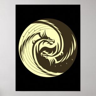 Tribal Dragons Yin Yang (Anpassen!) Poster