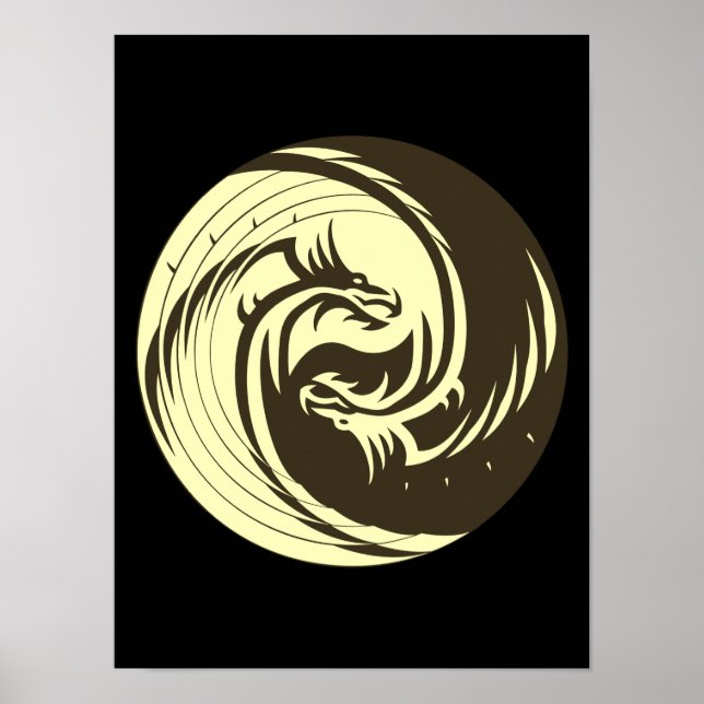 Tribal Dragons Yin Yang (Anpassen!) Poster (Vorne)