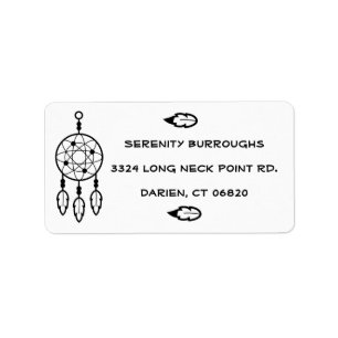 Tribal Dream Catcher Boho Feathers Indianer Adressaufkleber