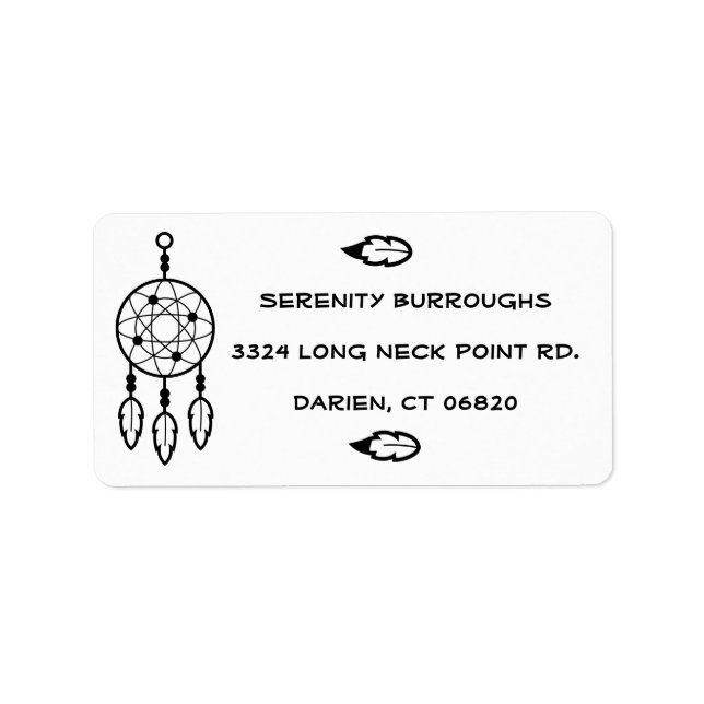 Tribal Dream Catcher Boho Feathers Native American Adressaufkleber (Vorne)