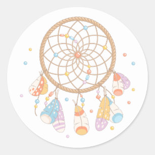 Tribal Dreamcatcher Boho Baby Runder Aufkleber