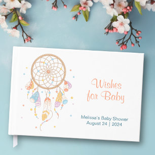 Tribal Dreamcatcher Boho Babydusche weiß Gästebuch