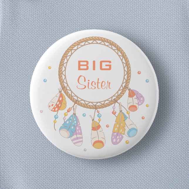 Tribal Dreamcatcher Boho Big Sister Button (Von Creator hochgeladen)