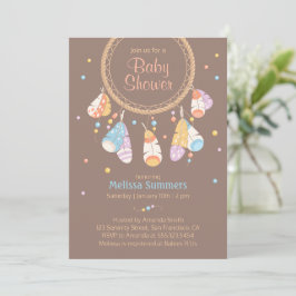 Tribal Dreamcatcher Boho Brown Baby Shower Einladung