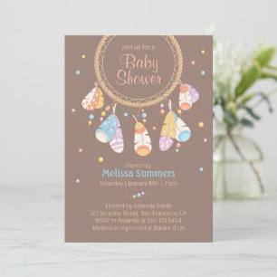 Tribal Dreamcatcher Boho Brown Baby Shower Einladung