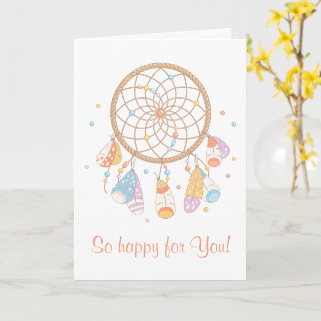 Tribal Dreamcatcher Boho Have Baby Karte (Gelbe Blume)