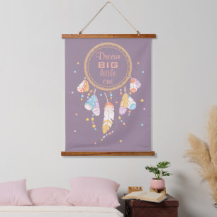 Tribal Dreamcatcher Boho Lila Quote Wandteppich Mit Holzrahmen