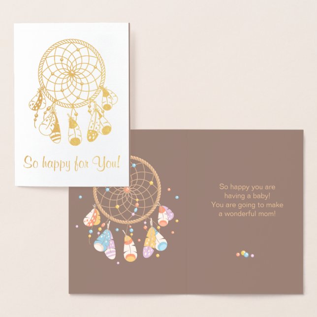 Tribal Dreamcatcher Boho mit Baby Brown Folienkarte (Anzeige)