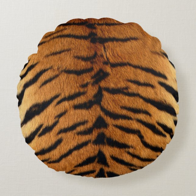 Tribal Dschungeltierpelz Tiger Print Rundes Kissen (Vorderseite)