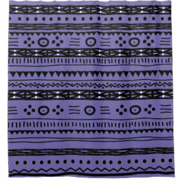 Tribal-Duschvorhang aus schwarzem und Lila Designe Duschvorhang