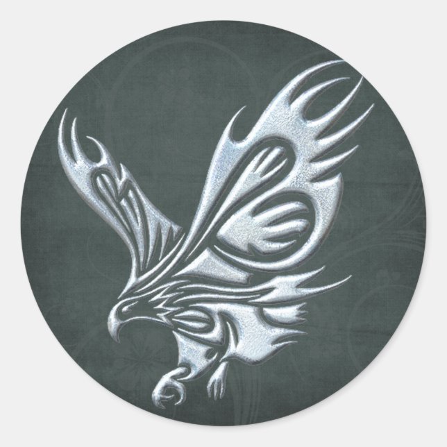 Tribal Eagle Runder Aufkleber (Vorderseite)