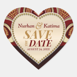 Tribal Earth Save-the-Date-Aufkleber Herz-Aufkleber