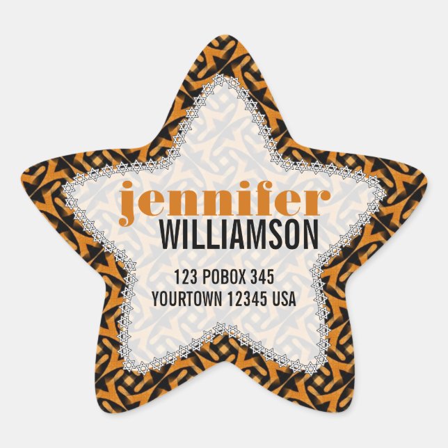 Tribal Earthy Batik Individuelle Name Star Sticker (Vorderseite)