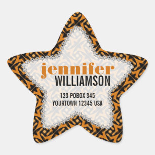Tribal Earthy Batik Nom personnalisé Stickers Star