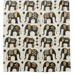 Tribal-Elefanten-Boho-Muster (2) Duschvorhang