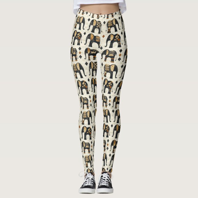 Tribal-Elefanten-Boho-Muster (2) Leggings (Vorderseite)