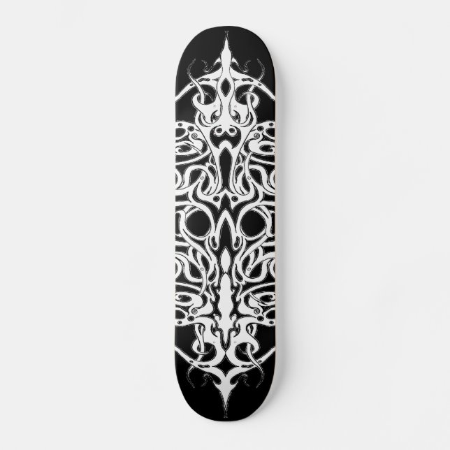 Tribal Empire Tattoo Schwarz und Weiß Skateboard (Vorderseite)