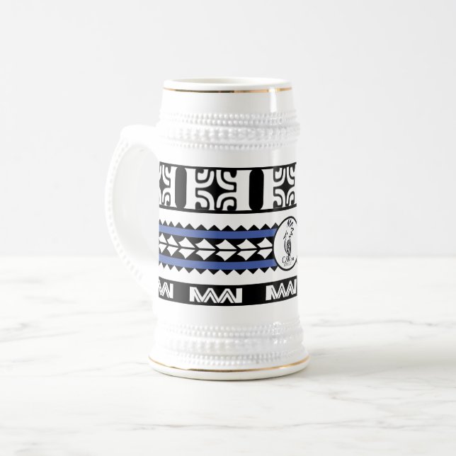 Tribal Ethnic/Blue Band Bierglas (Vorderseite Links)