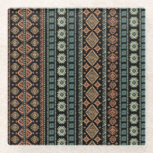 Tribal Ethnisches Vintage-Geschäftsmuster Glasuntersetzer