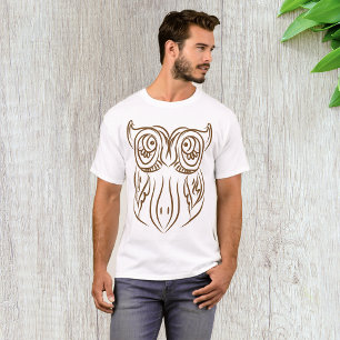 Tribal Eulen-Linienkunst Modern Braun Abstrakt T-Shirt