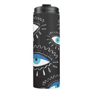 Tribal Eye Feathers Fashion Pattern Thermosbecher