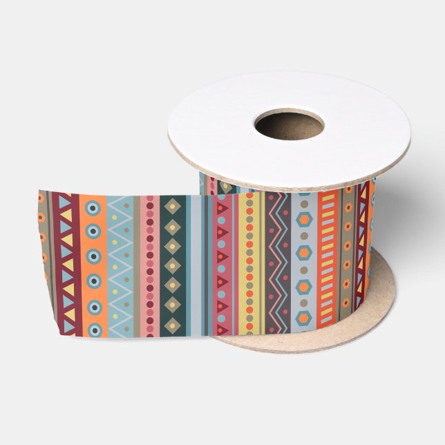 Tribal farbenfrohe Streifen Muster Band Satinband (Spule)