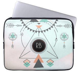 Tribal-farbiges geometrisches Totem-Design Laptopschutzhülle