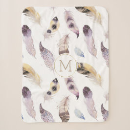 Tribal Federn Muster pastellfarbene Wasserfarben Sherpadecke