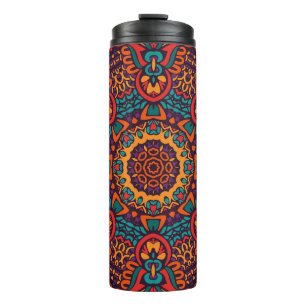 Tribal Festive: farbenfrohe ethnische Muster Thermosbecher