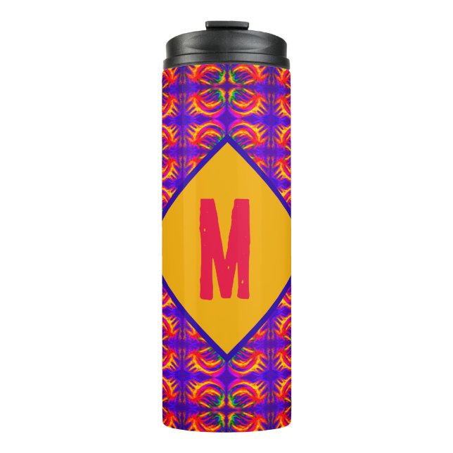 Tribal Fiery mit Ihrem Monogramm Thermosbecher (Vorderseite)