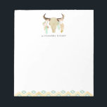 Tribal Floral Skull and Feathers Personalisiert Notizblock<br><div class="desc">Tribal Blumenschädel und Federn Personalisierte Notepad. Ein individualisierbares Notizblock mit Illustrationen von Blume,  Stammesschädeln und Stammeselementen mit Goldfolienakzenten von Imitaten.</div>