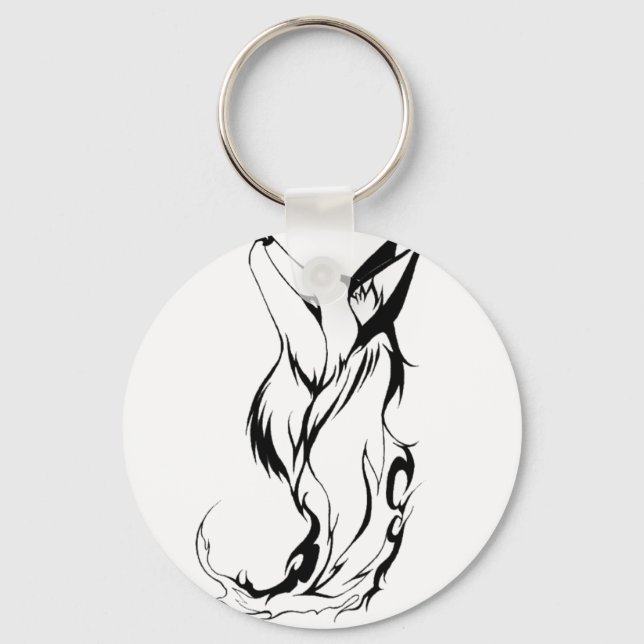 Tribal Fox Tattoo Design Schlüsselanhänger (Vorderseite)