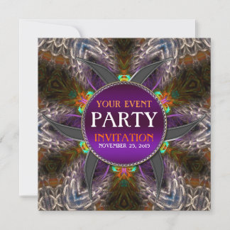 Tribal Fraktal Feathers Erwachsene Party Einladung