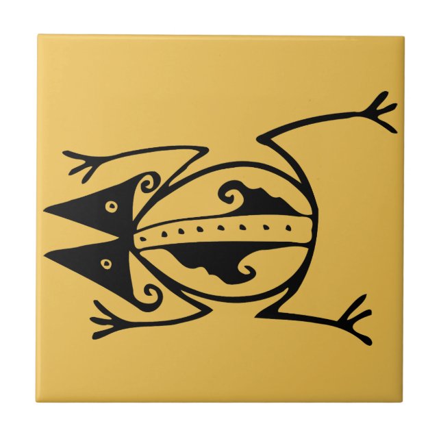Tribal Frosch antike tierische Stammeskunst Fliese (Vorderseite)