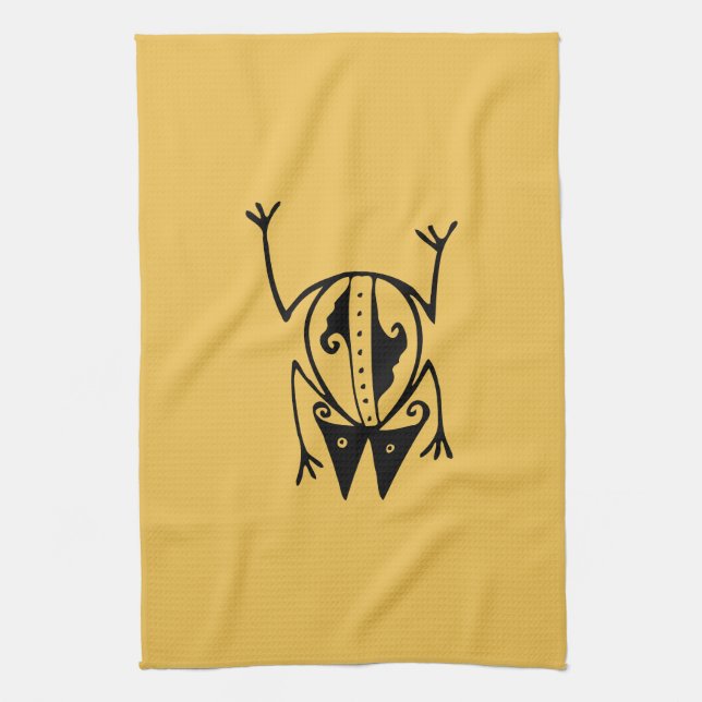 Tribal Frosch antike tierische Stammeskunst Handtuch (Vertikal)