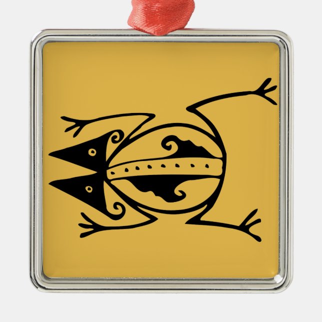 Tribal Frosch antike tierische Stammeskunst Ornament Aus Metall (Vorne)