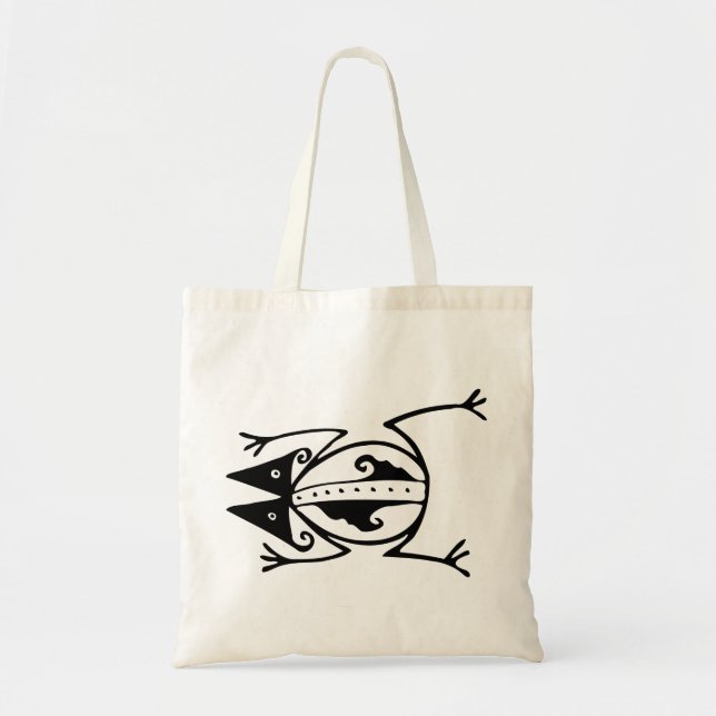 Tribal Frosch antike tierische Stammeskunst Tragetasche (Vorne)