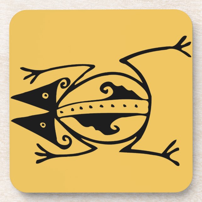 Tribal Frosch antike tierische Stammeskunst Untersetzer (Vorderseite)