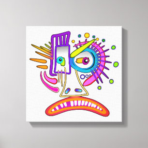 TRIBAL FROWNIE EMOJI MEEMOGIE LEINWANDDRUCK