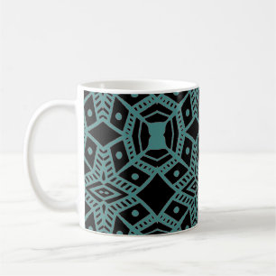 Tribal Gemis Black & Aquamarin Pattern Kaffee Tass Kaffeetasse