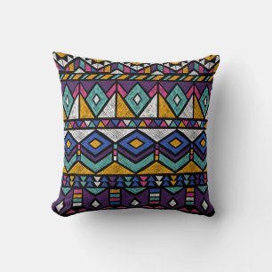 Tribal Geometric Aztec: Farbiges Vintages Muster Kissen