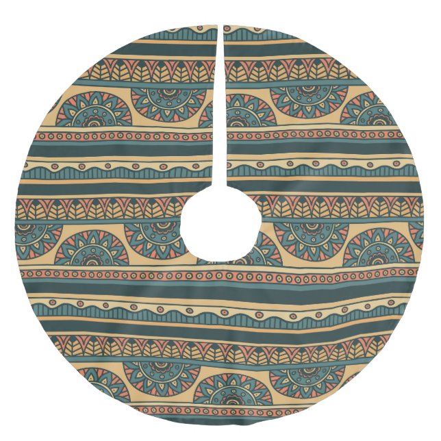 Tribal Geometric Ethnic Vintag Background Polyester Weihnachtsbaumdecke (Vorderseite)