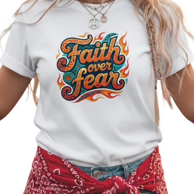Tribal Geometric Faith Over Fear Flames T-Shirt (Von Creator hochgeladen)