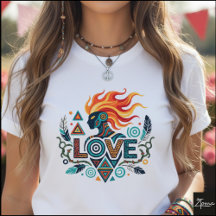 Tribal Geometric Love Figure With Flames