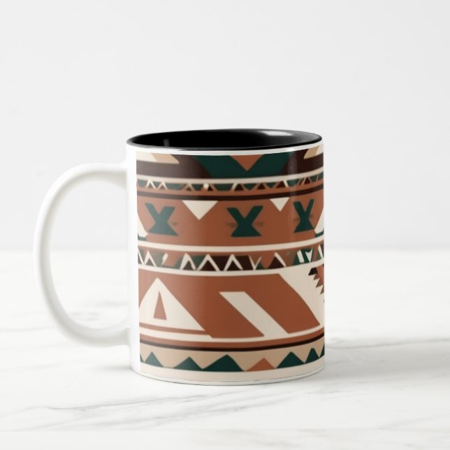 Tribal Geometric Muster Zweifarbige Tasse (Links)